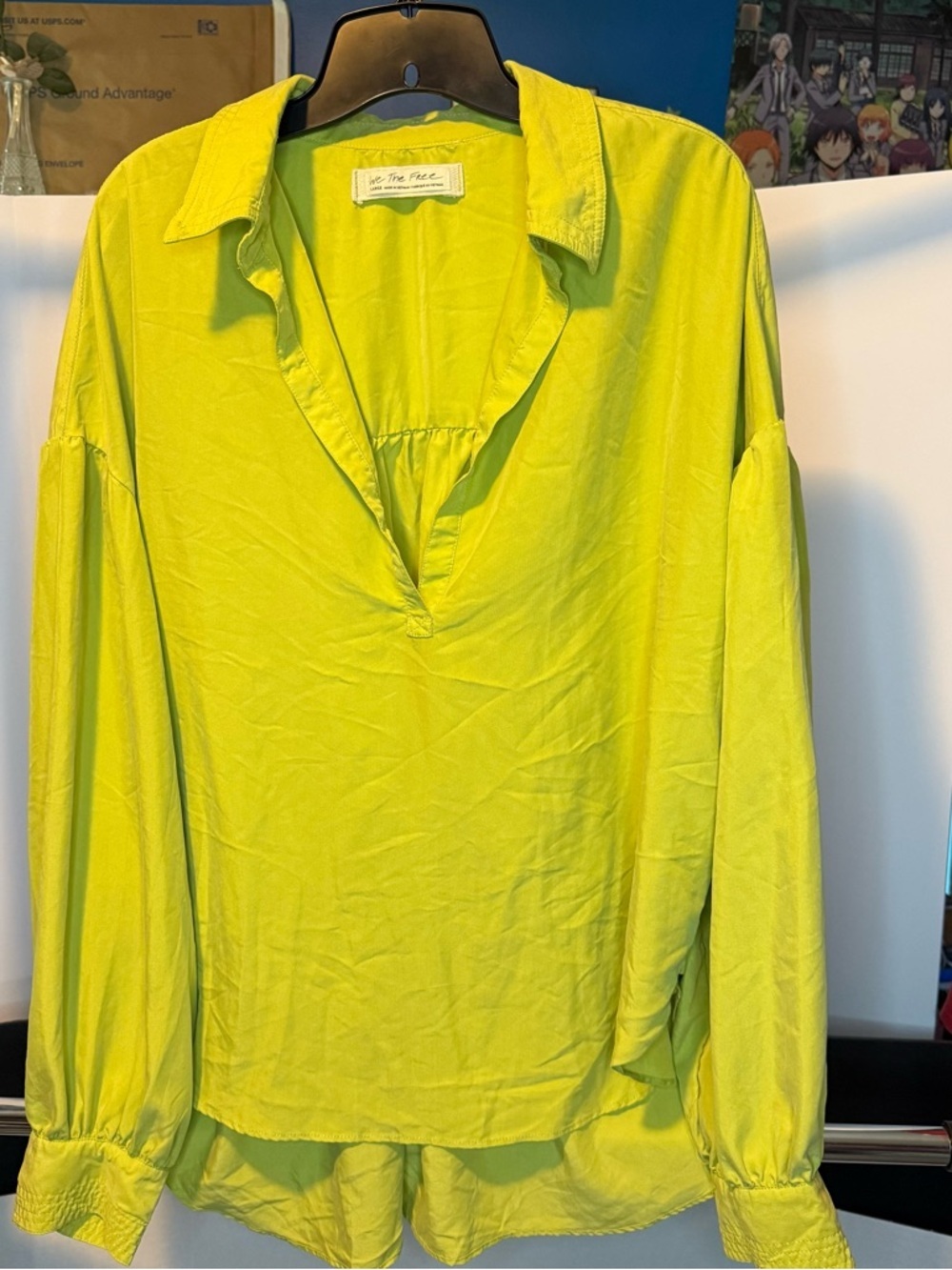 We The Free Large Olive Green Oversized Button-Front Shirt - Picture 10 of 15